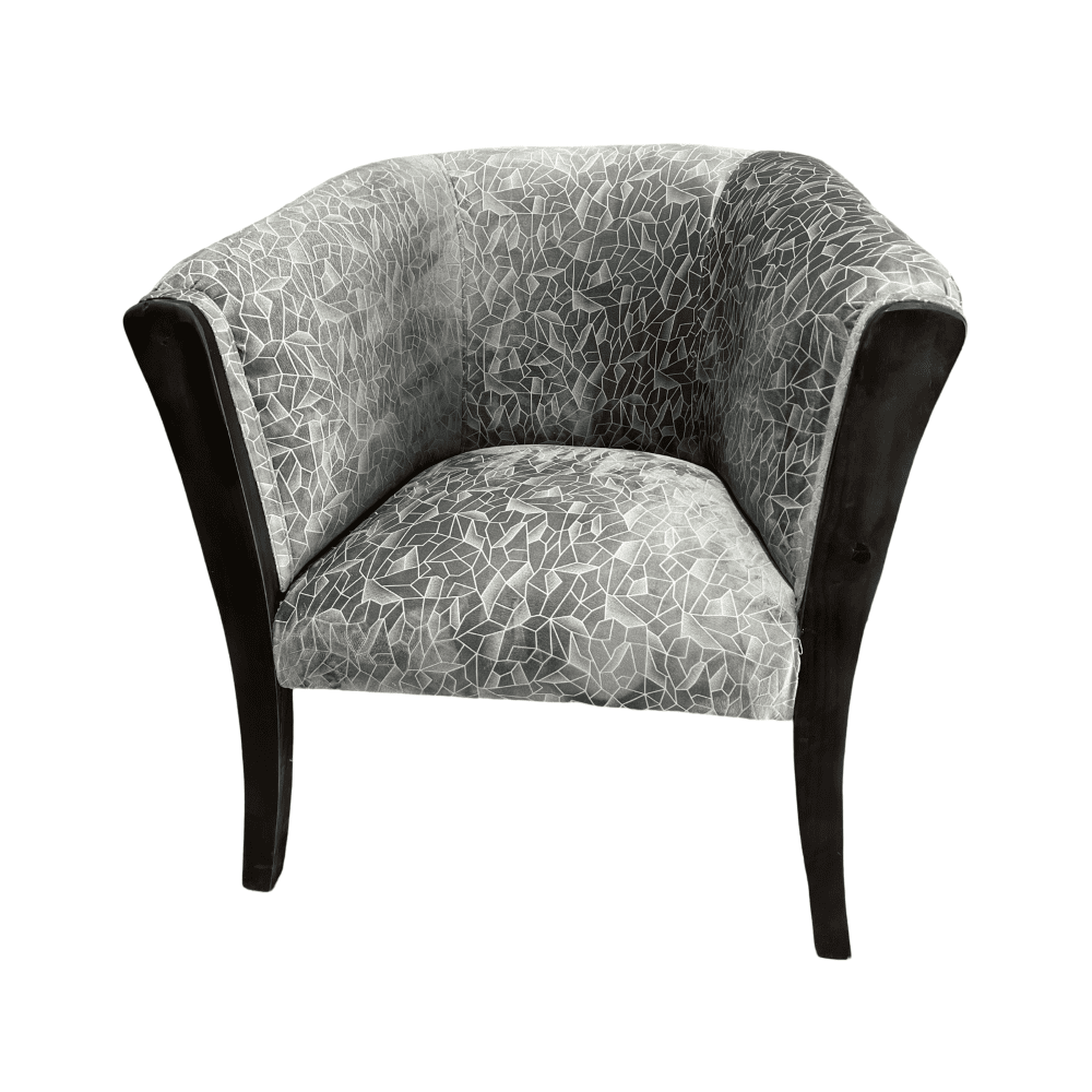 Muebles New - Sitial Americano Estampado En Gris Felpa