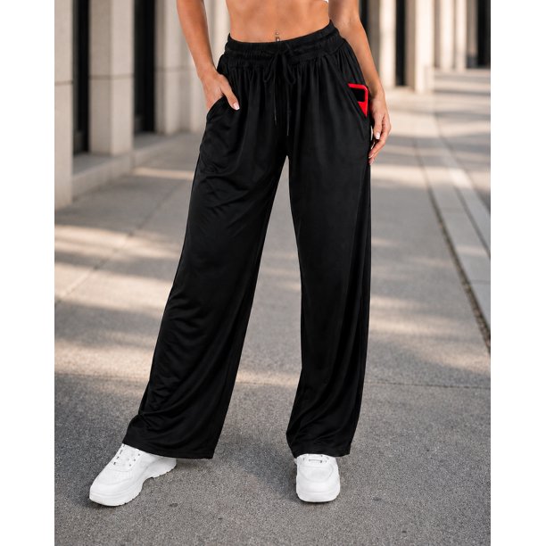 Pantalón Palazzo Mujer Ancho Holgado Cintura Elástica Cordón