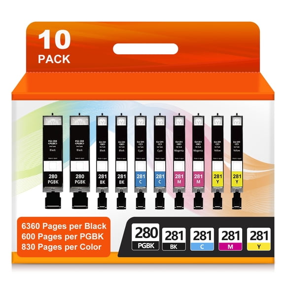 Cartuchos de tinta HiPic PGI-280XXL CLI-281XXL, paquete de 10