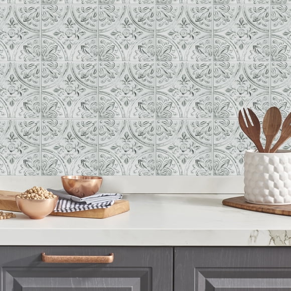 Azulejo para salpicadero RoomMates TIL4623FLT StickTiles White Tin