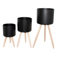 Genérico - Set Macetas Planta Flores Interior Exterior Patas Negra Jhn