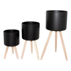Genérico - Set Macetas Planta Flores Interior Exterior Patas Negra Jhn
