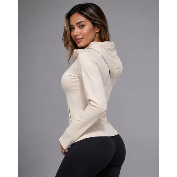 Chaqueta Deportiva Mujer Ajustada Capucha Bolsillos Gym Fitness