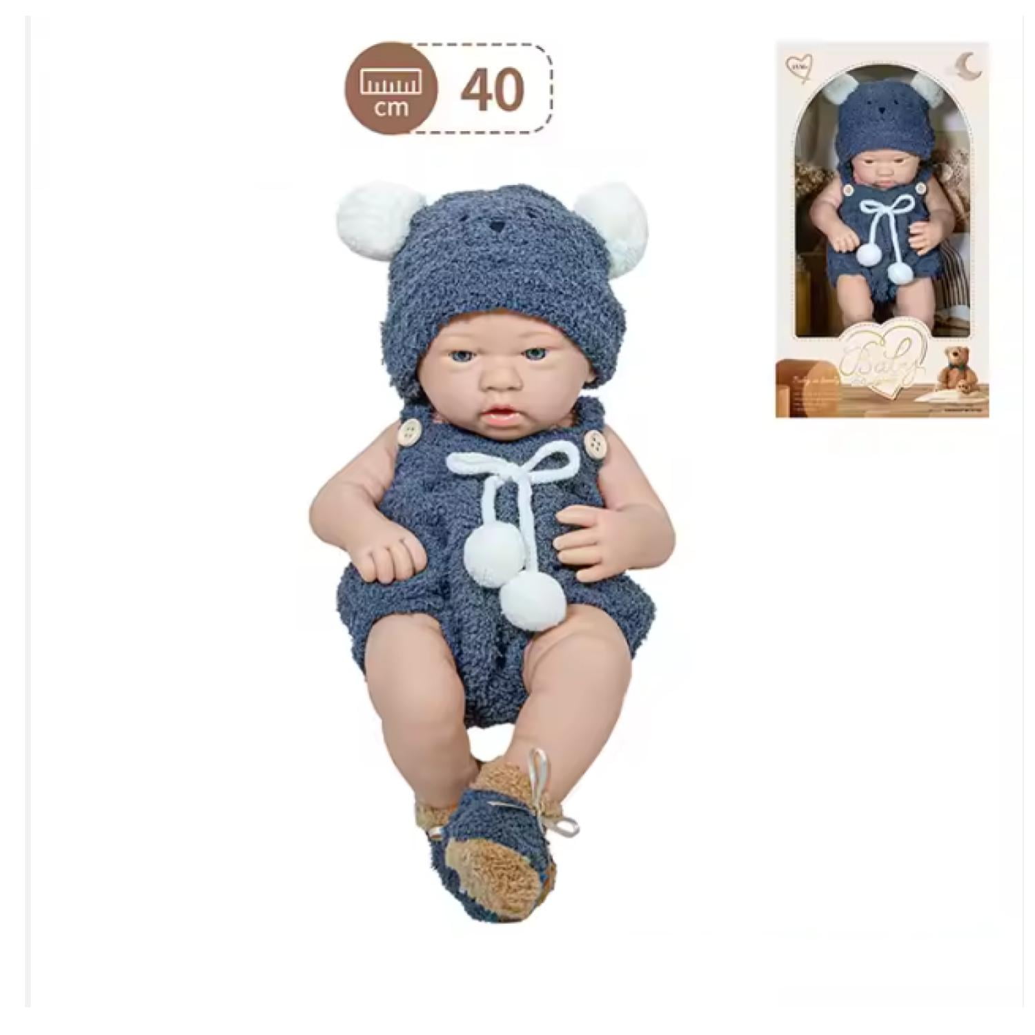 Total E-commerce - Juguete Muñeca Realista 29cm Silicona Vestido Azul Infantil