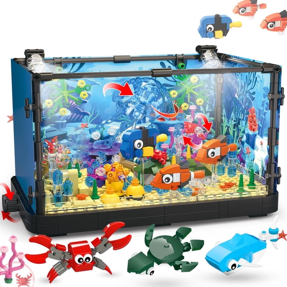 Building Block Pecera 725 Piezas Con Animales Marinos