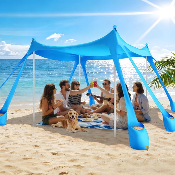 Carpa de playa COZEER 305 x 305 cm con protección UPF 50+ y resistencia al viento