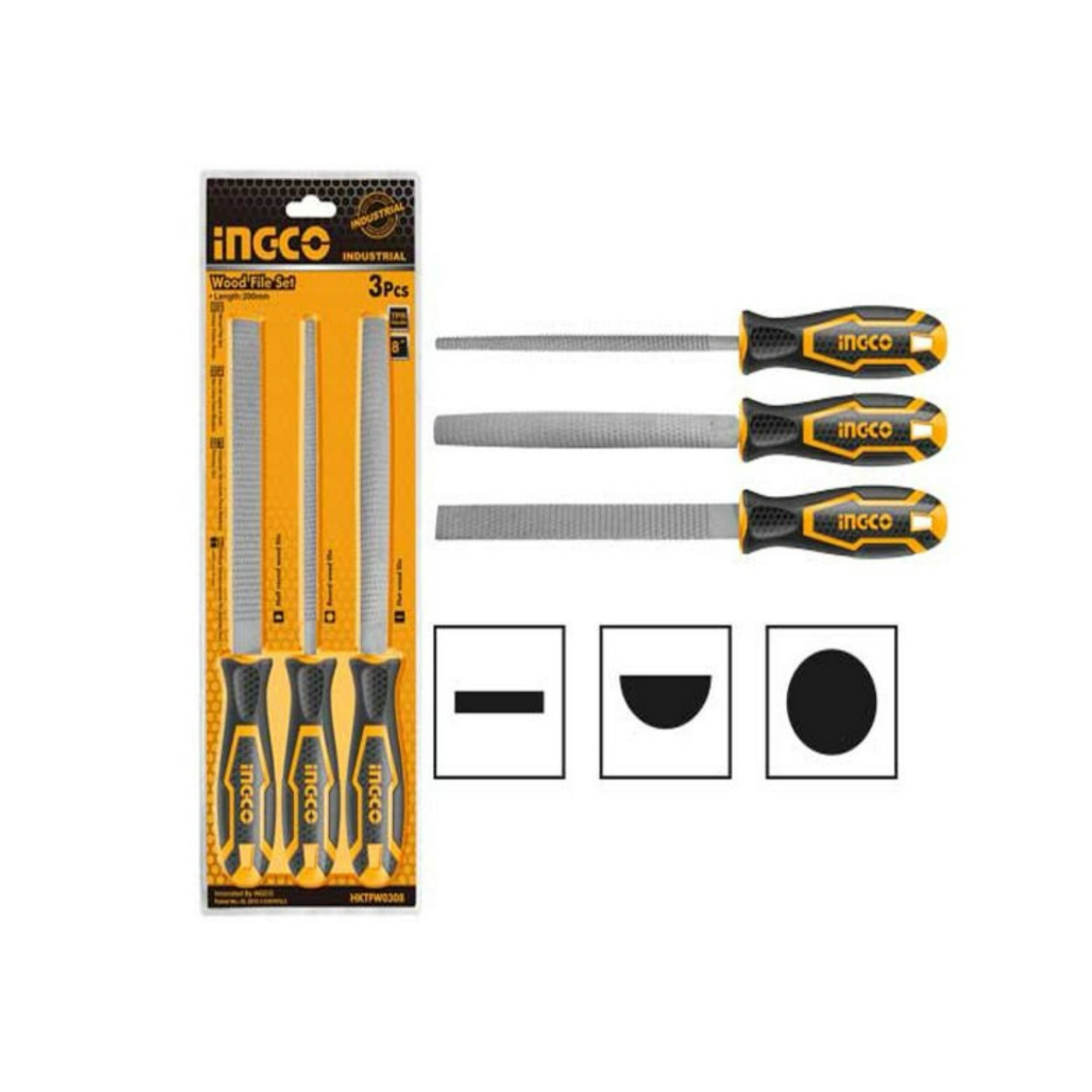 Set Juego 3 Limas Escofinas Ingco 8 Pulg Madera Industrial