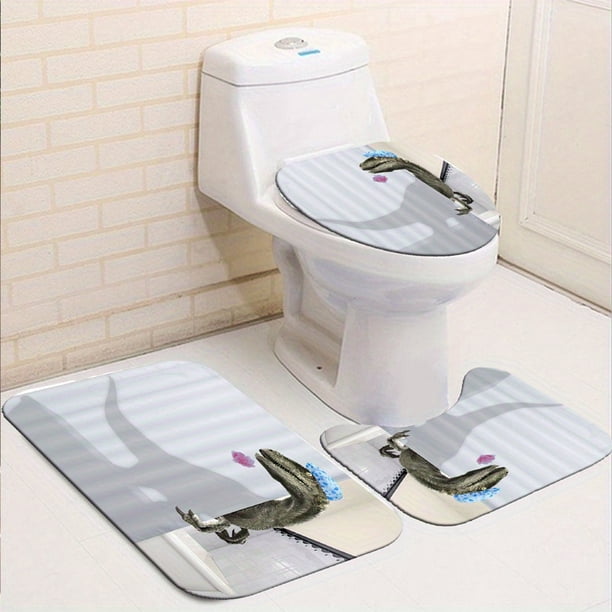 1/3/4pcs Waterproof Dinosaur Shower Curtain Set with Non-Slip Mat and Toilet Lid Cover - Perfect Bathroom Decor and Organization