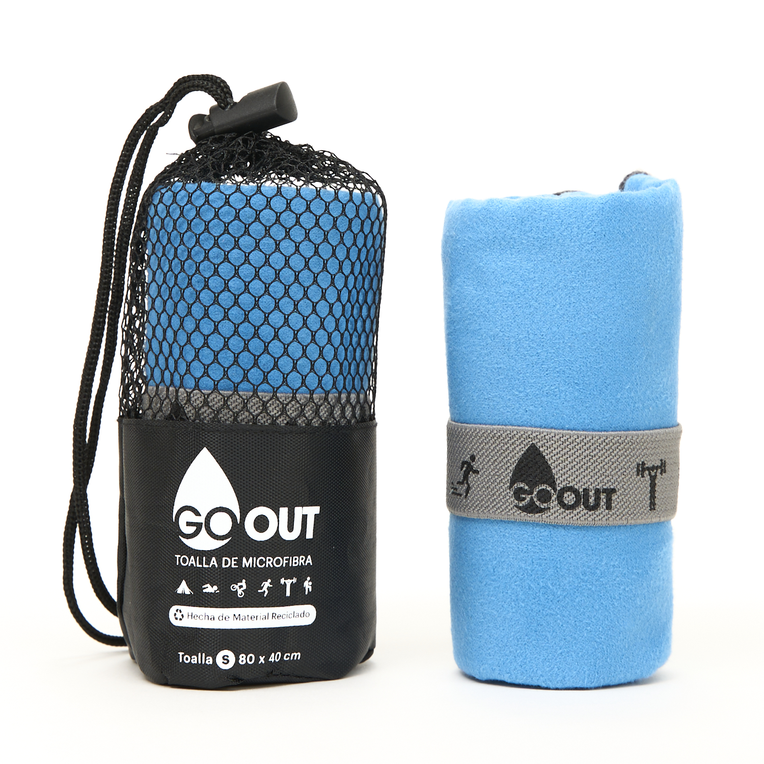 Go Out Toallas Microfibra - Toalla De Microfibra 100% Material Reciclado, Tamaño S Azul