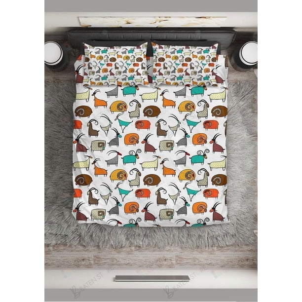 Cute Cartoon Goat Great Gifts For Birthday Christmas Quilt Duvet Cover Set3-Piece Bedding Set