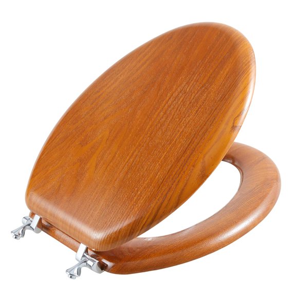 Asiento de Inodoro Ángel Escudo Duradero con Chapado de Madera Natural