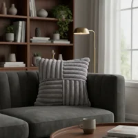 Casadeliacl - Funda De Cojín Genérica 45X45 Cm Línea Empalmado 12 - Gris - Peluda Empalmado