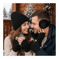 Genérico - Set Térmico Unisex Gorro, Guantes De Lana Sin Dedos Y Orejera De Polar