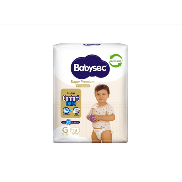 Pack x8 Pañales Babysec Super Premium G 144 pañales