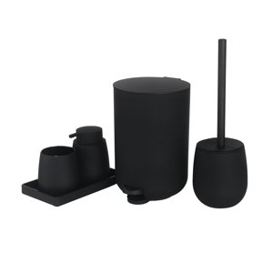 Magideal - Juego De Accesorios De Baño De 5 Piezas Con Escobilla De Baño, Vaso Para Cepillo De Dientes, Dispensador De Jabón Y Jabonera Para Decorar Tu Apartamen Negro