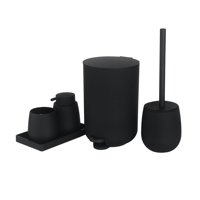 Magideal - Juego De Accesorios De Baño De 5 Piezas Con Escobilla De Baño, Vaso Para Cepillo De Dientes, Dispensador De Jabón Y Jabonera Para Decorar Tu Apartamen Negro