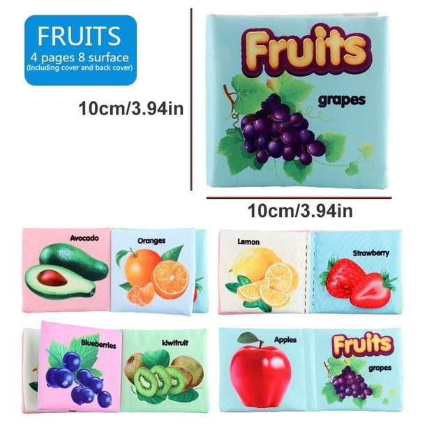 Baby Cloth Books Enlightenment Early Educational Toys, Kids Fruits Animal Numbers Food Cognitive Book, For Toddlers 12-72 Month Baby Infant