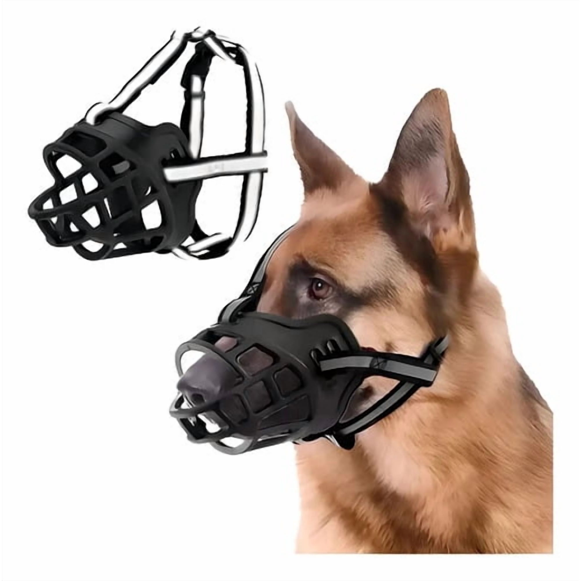 Bozal Canasta Perro Grande Coastal Caucho Negro Apto Beber Comer