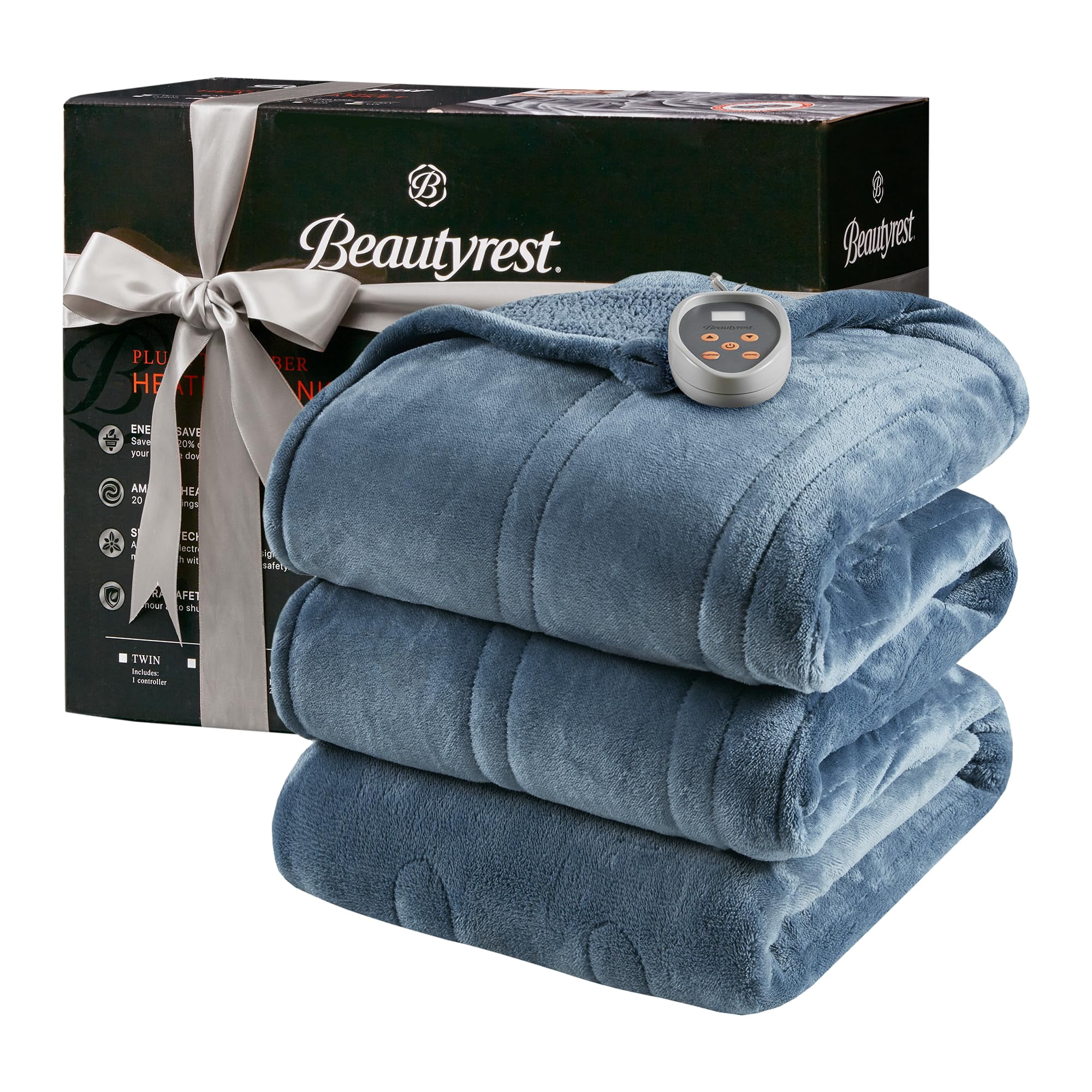 Manta Térmica Beautyrest, Suave, Cálida, Reversible, Azul Completo