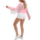 thumbnail image 2 of INSPIRE CHIC Chaqueta de Halloween para Mujer Chaqueta de Jean Recortada con Flecos de Manga Larga Dobladillo Deshilachado con Adorno de Borlas Chaqueta de Mezclilla XL Rosa, 2 of 5