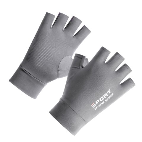 Magideal - Guantes De Pantalla Táctil Solar A Prueba De Golpes Transpirable Fresco Fino Antideslizante Para Conducir , Medio Gris Medio Dedo Gris