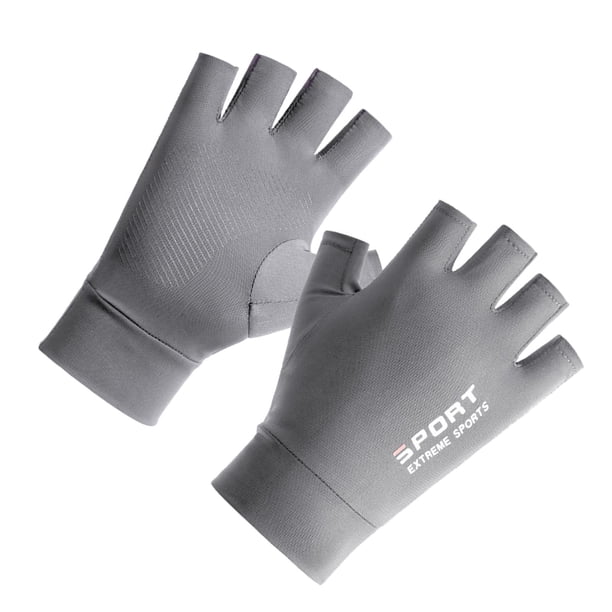 Guantes de Pantalla táctil solar a prueba de golpes Transpirable Fresco Fino Antideslizante para conducir , medio gris medio dedo gris