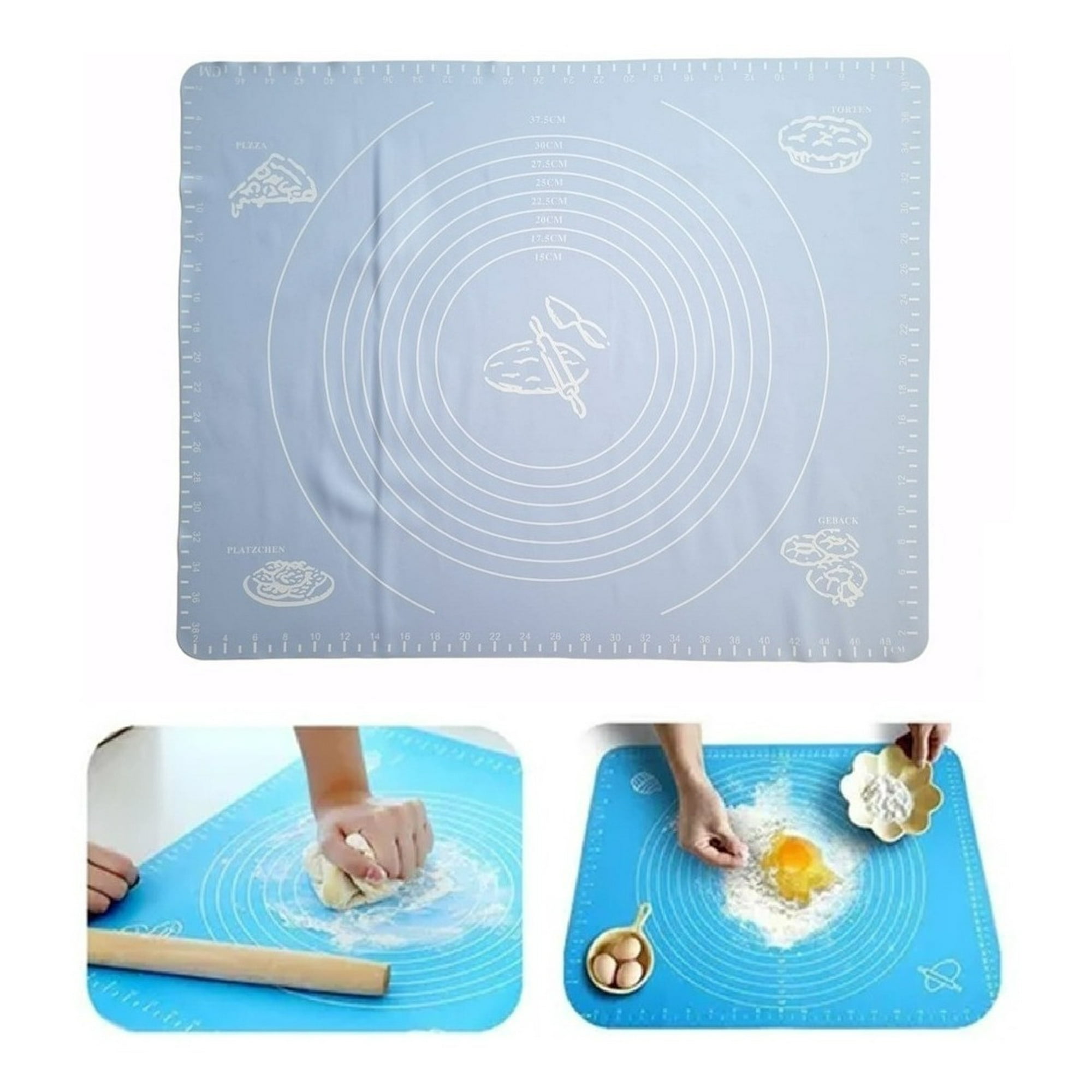 Genérico - Lámina Silicona Amasar Bizcocho Pizza Pan Fondant 50x40 Cm