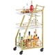 thumbnail image 1 of Carrito de bar YATINEY BC03DW de mármol blanco y dorado para el hogar, 1 of 9