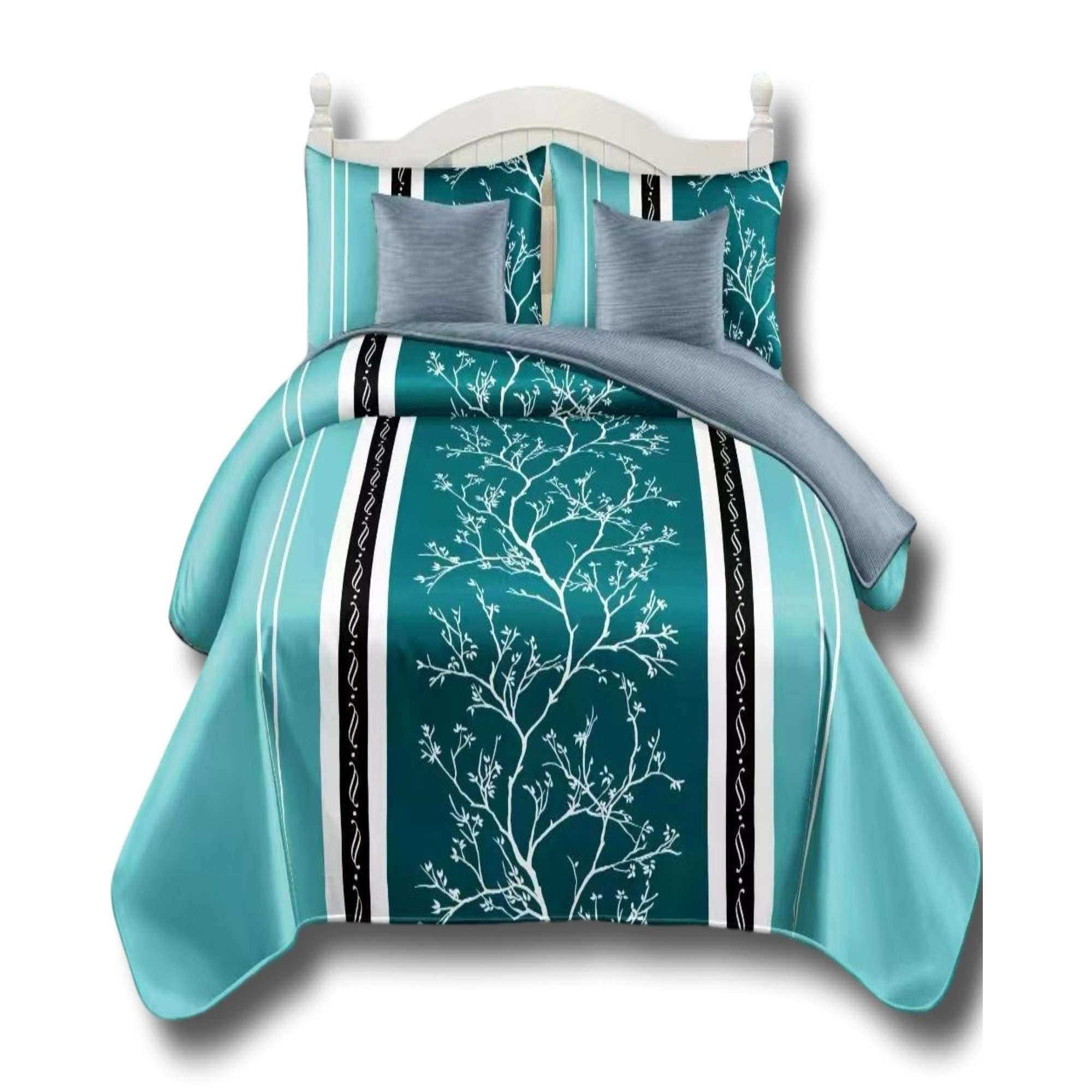 Alonso - Set De Cama De 9 Piezas Incluye Cubrecama Mas Juego De Sabanas Mas Cortinas 06