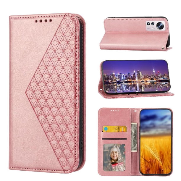 Funda Flip FOXDOCK para Xiaomi 12T , Estilo Billetera con Diseño Rombo, Correa de Mano y Soporte, Uso Diario
