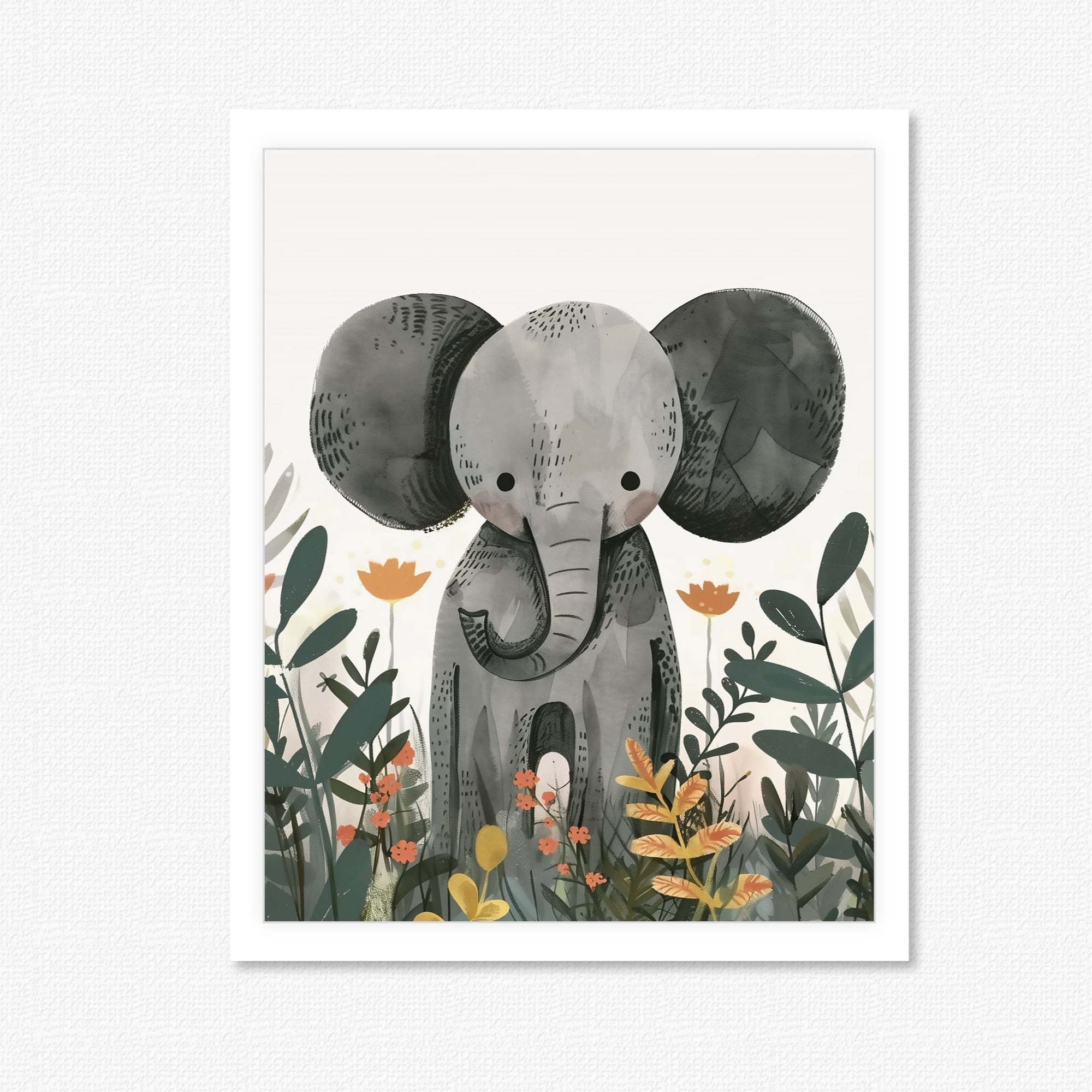 The Cuadritos - Cuadro Decorativo 35x45 Habitación Infantil Elefante Con Flores