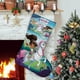 thumbnail image 1 of Nella la Princesa Caballero Tema: Calcetines de Navidad, fino lino blanco para colgar en escaleras y chimenea, decoración navideña para el hogar, regalo de Navidad.54cm×38cm, 1 of 5
