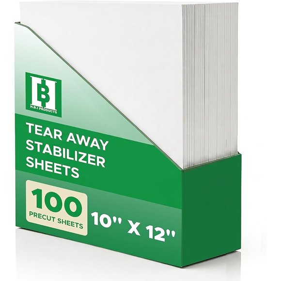 HBI Tear Away Embroidery Stabilizer Sheets, 10 x 12 in, 100
