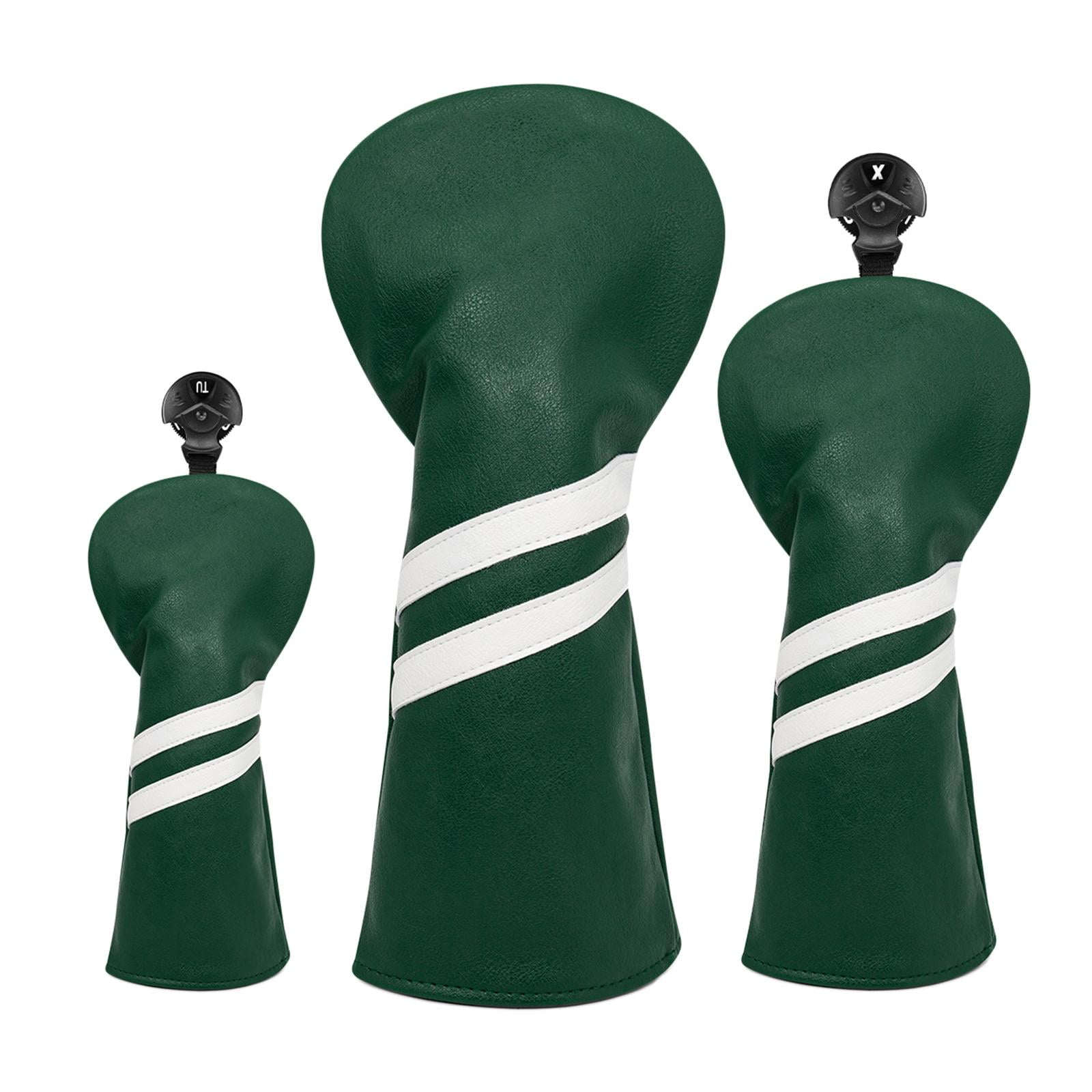 Ioensy - 3x Golf Wood Head Cover Headcover Con Protector De Etiqueta De Número Intercambiable Verde