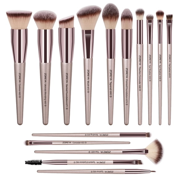 Set Profesional de 15 Brochas de Maquillaje Sintéticas ZOREYA