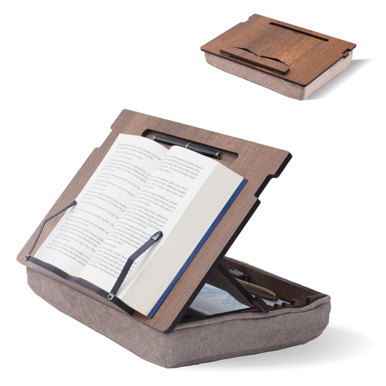 Vigo Wood - Soporte Para Libros Vigo De Madera Con Almacenamiento, Soporte De Lectura Y Recetas