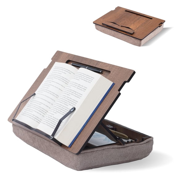 Soporte para libros Vigo de madera con almacenamiento, soporte de lectura y recetas