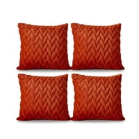 Genérico - Pack De 4 Fundas De Cojines Diseño Espiga 45Cm X 45 Cm Anaranjado