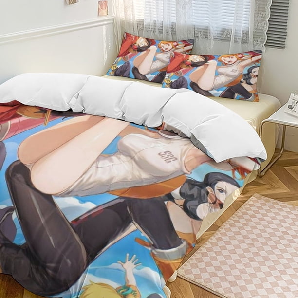 The Straw Hat Pirates Bed Duvet Cover Funny Anime Cartoon Bedding Sets Lightweight 3 Piece Comforter Sets