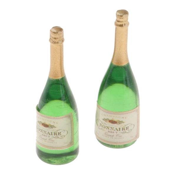 2Pcs Green Miniature Bottle Bulk Party Favors for Crafts, 1:12 Dollhouse Miniature Scene Model Kids Children Pretend , Doll House Kitchen Accs Decor, 0.39x0,39x1.46 inch