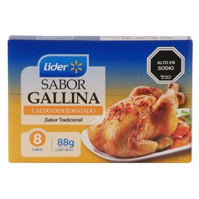 Caldo Sabor Gallina (8 Tabletas) Caja 88 G Lider