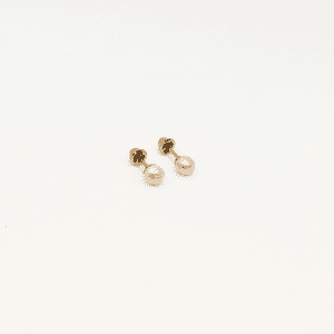 Tiana Joyas - Arito Perla Abridor Recién Nacido De Perla Cultivada De 4Mm En Oro 18K