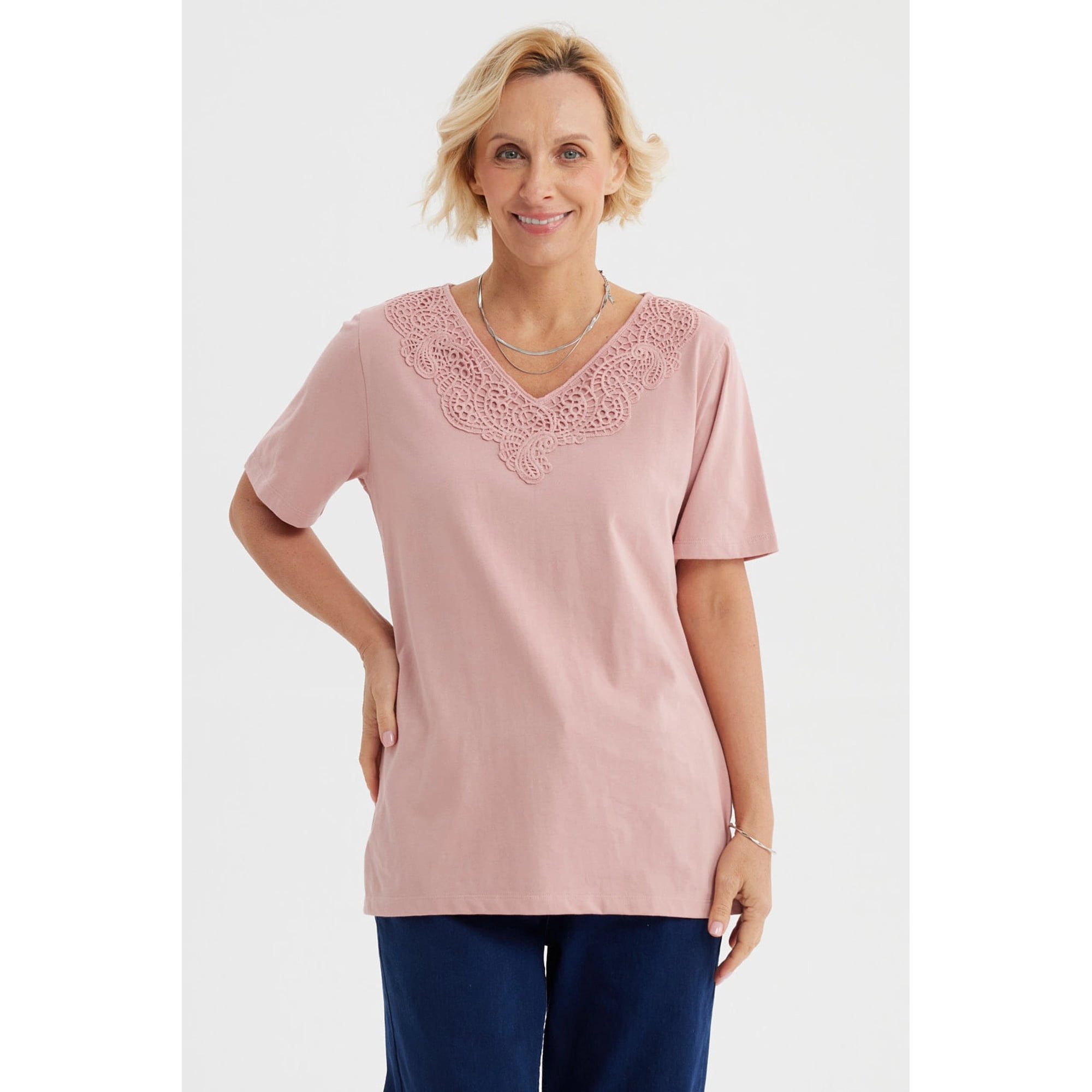 Fashionspark - Polera Mujer Macramé Palo Rosa