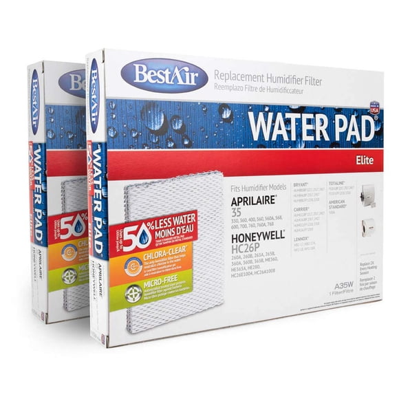 Filtro humidificador de repuesto BestAir Water Pad Elite A35W, paquete de 2