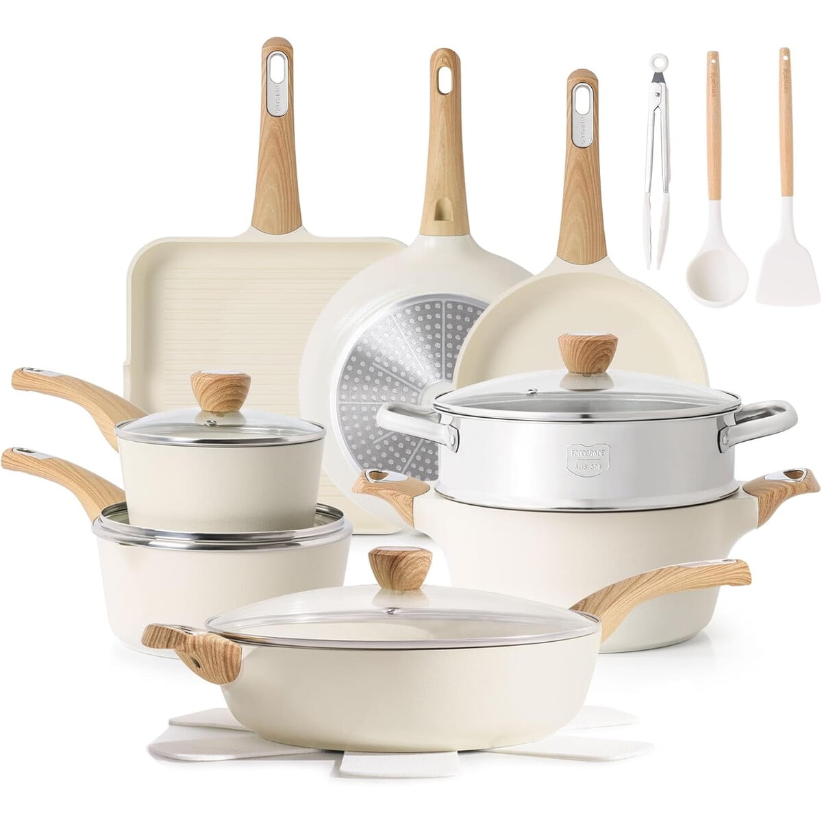 Set Batería De Cocina Cerámica Sensarte 20 Piezas Antiadherente