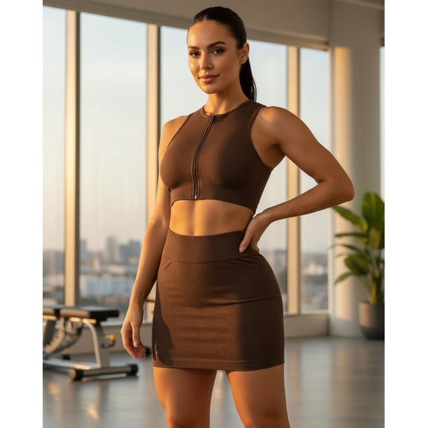 Conjunto fitness Mujer peto y falda deportiva