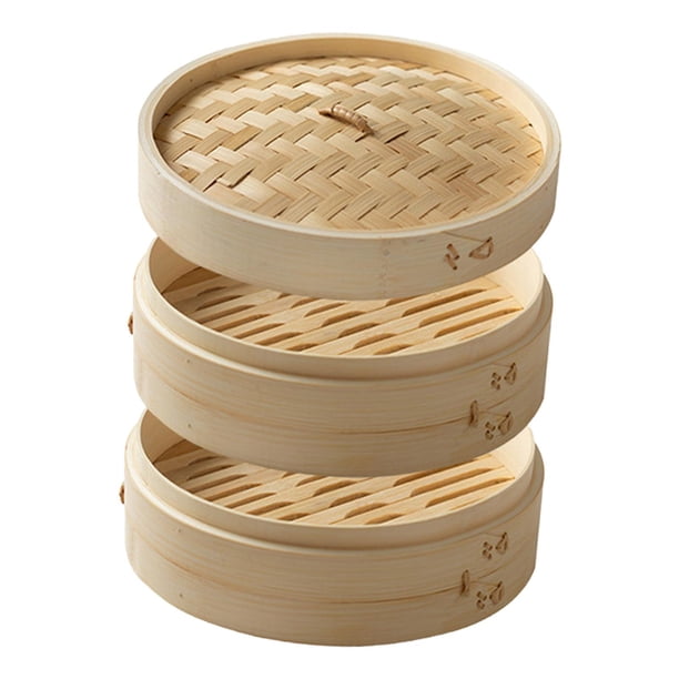 Cesta De Vapor De Bambú, Vaporera De Tela Para Verduras, Para Pollo Dimsum Bao, Diámetro 27cm, 2 Niveles