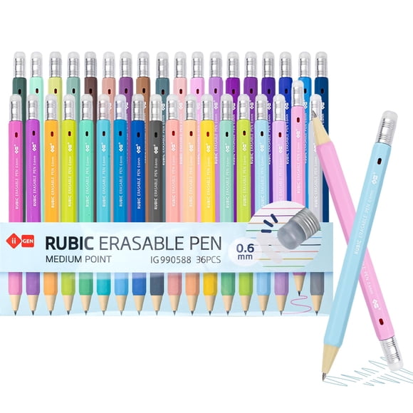 Bolígrafos de Gel ii gen RUBIC 36 Colores Pastel 0.6mm Retráctiles