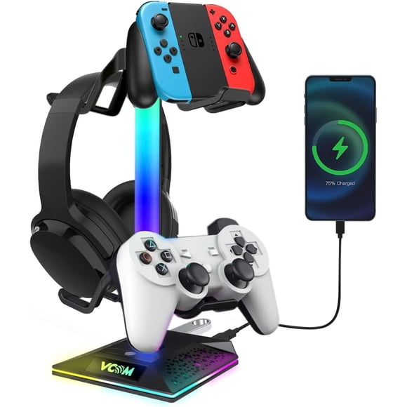 Soporte Auriculares VCOM RGB 701A 2 Puertos USB Control