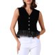 thumbnail image 1 of Chaleco vintage de mujer con dobladillo de malla, botones y terciopelo para fiestas de cóctel S Negro, 1 of 6